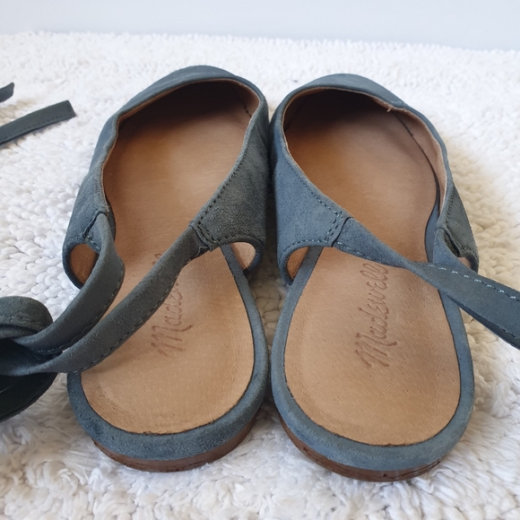 Madewell blue ballet lace-up straps flat suede US 6 Preowned excellent - Picture 4 of 7